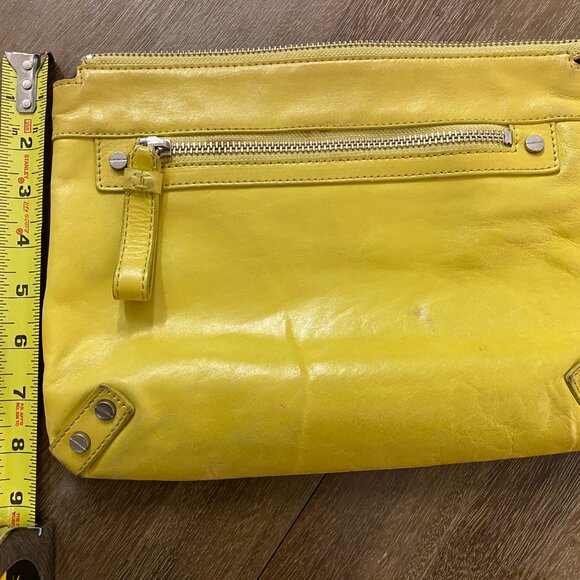 Club Monaco Yellow Buttery Soft Leather Clutch Purse Pouch Bag - Picture 3 of 3